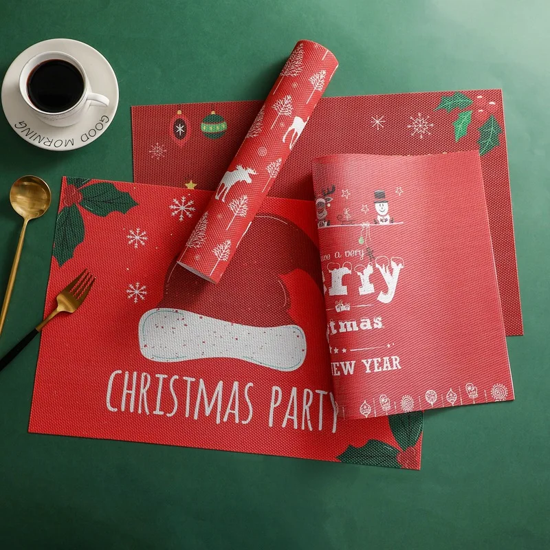 45X30cm Christmas Pvc Placemat Teslin Hotel Printed Table Mat Advertising Coaster | Дом и сад