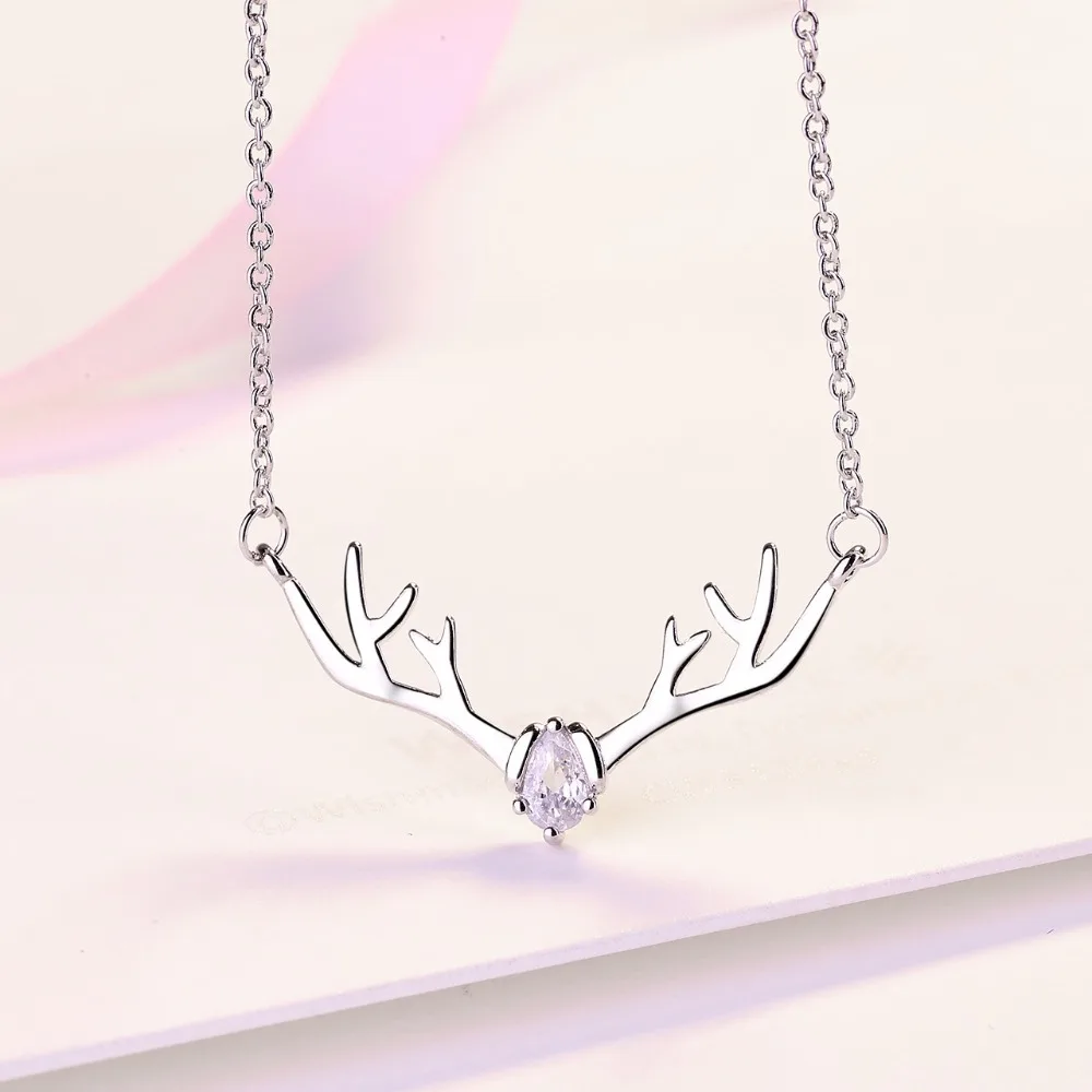новый год 2021 подарки Deer Antler Necklaces for Women naszyjnik Charms Simple Necklace Choker Fashion Jewelery Collier Femme (3)