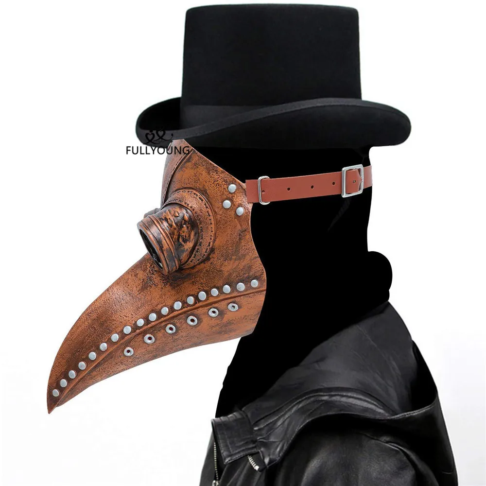 

2020 Plague Doctor bird Mask Leather Steam Mascarillas Bird Beak Mask Gothic Prevent infection Halloween Cosplay Punk Party