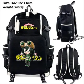 

Anime My Hero Academia Asui Tsuyu FROPPY Backpack Canvas School Bags Travel Laptop printing rucksack Children's Larger