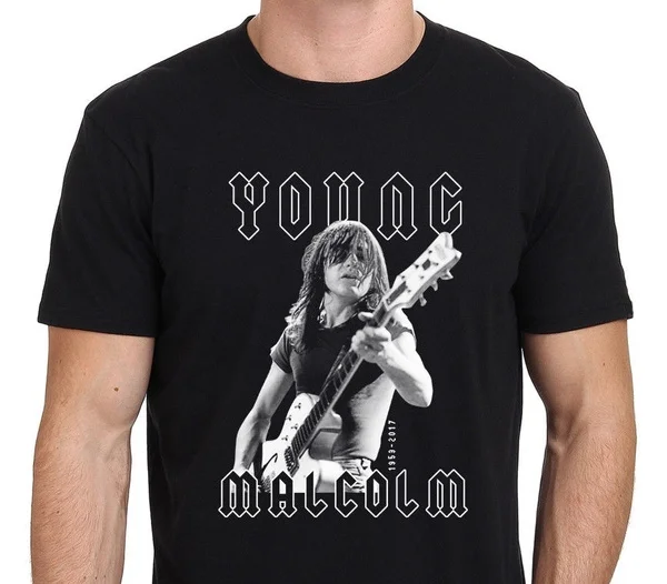 Мужские модные летние футболки Малкольм Young Tribute Мужская хлопковая футболка