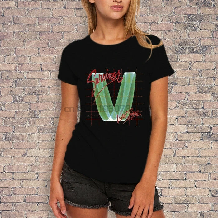 Survivor Vital Signs Album Logo Band T-shirt Womens Style |