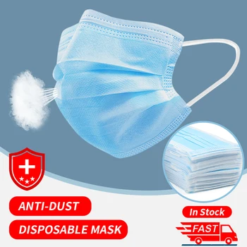 

3 Laye Mask dust protection Masks Disposable Face Masks Elastic Ear Loop Disposable Dust Filter Safety Mask Anti-Dust