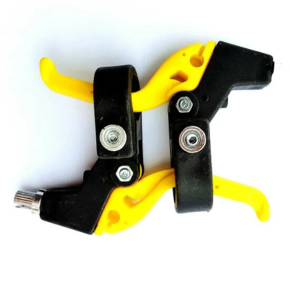 1Pair Plastic Kids Children Bicycle Brakes Universal Lightweight Twin Bicycle Brake Levers Set Mountain Bike Brake Accessories - Цвет: yellow