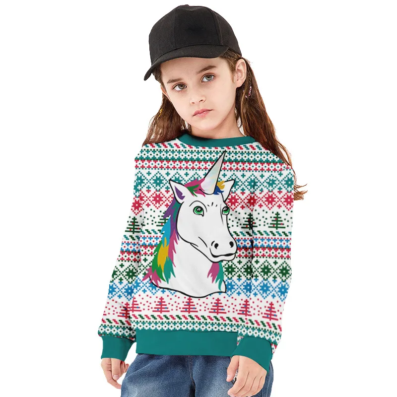 

Unicorn Girls Jackets Digital Printing Kids Jacket Polyester Casual Girl Sweatshirt Loose Unicorn Kids Sweater Children Clothing