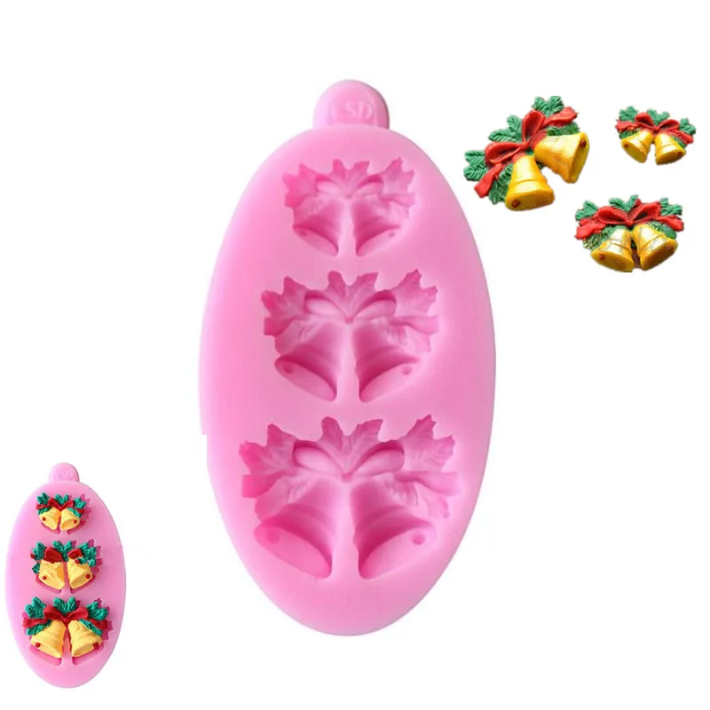 New 3D Christmas Bells Fondant Cake Mold Mould Bakeware Xmas Home Kitchen Tool
