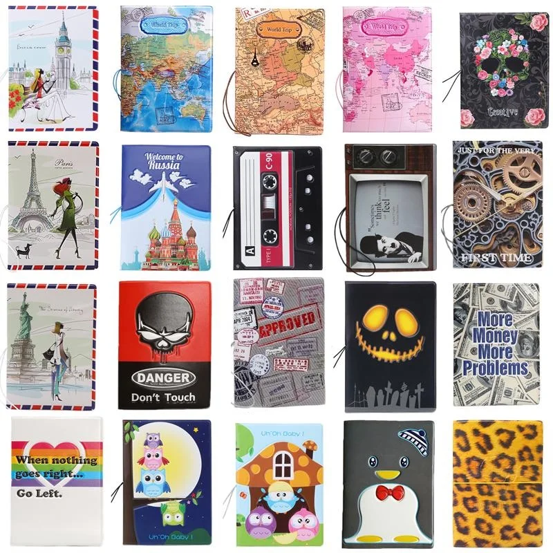 3D Design Vintage World Trip Passport Cover ID Credit Card Bag PVC Leather Passport Holder 14*9.6CM wallet card holder card holder credit card holder passport holder