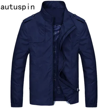 

autuspin Newest Mens Stand Collar Jacket Fashion Solid Color Casual Coats Autumn Winter Thin Jacket High Quality Outerwear M-4XL