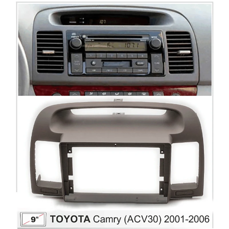 9-Inch 2Din Car Radio Dashboard Stereo Panel for Mounting Dual Din CD DVD Frame Toyota Camry 5 2001-2006 | Автомобили и мотоциклы