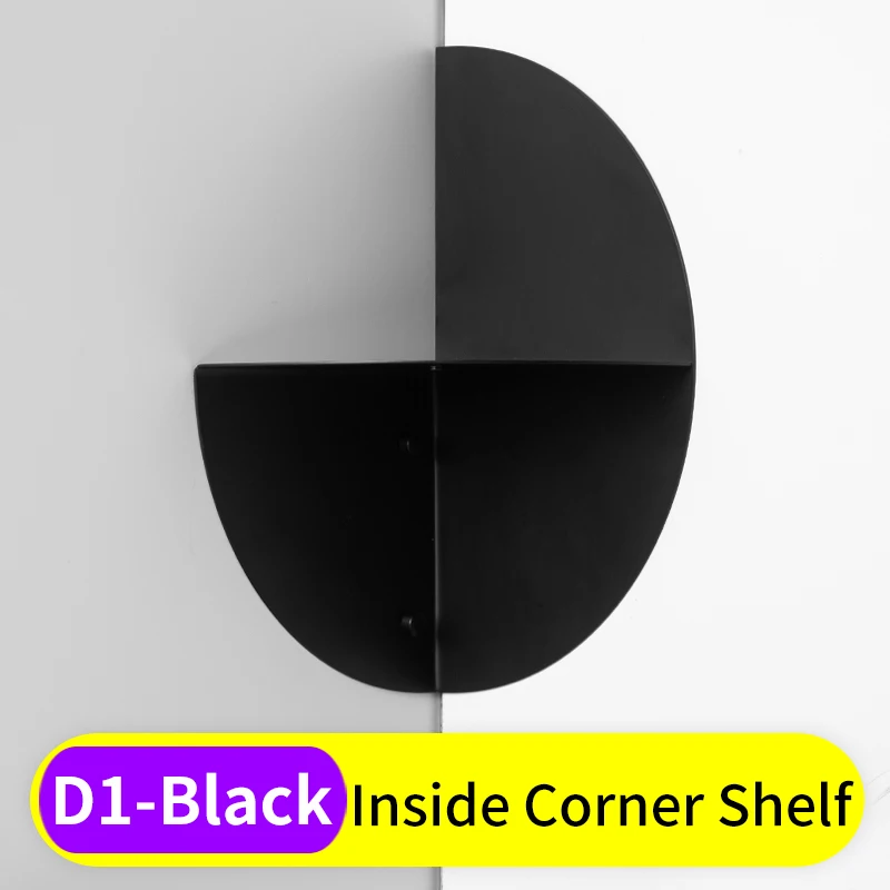 D1-Black Полка для ванной комнаты из черной нержавеющей стали, Скандинавская спальня, гостиная, косметические книжные полки, настенный угловой стеллаж для хранения, Органайзер - Цвет: D1-Black