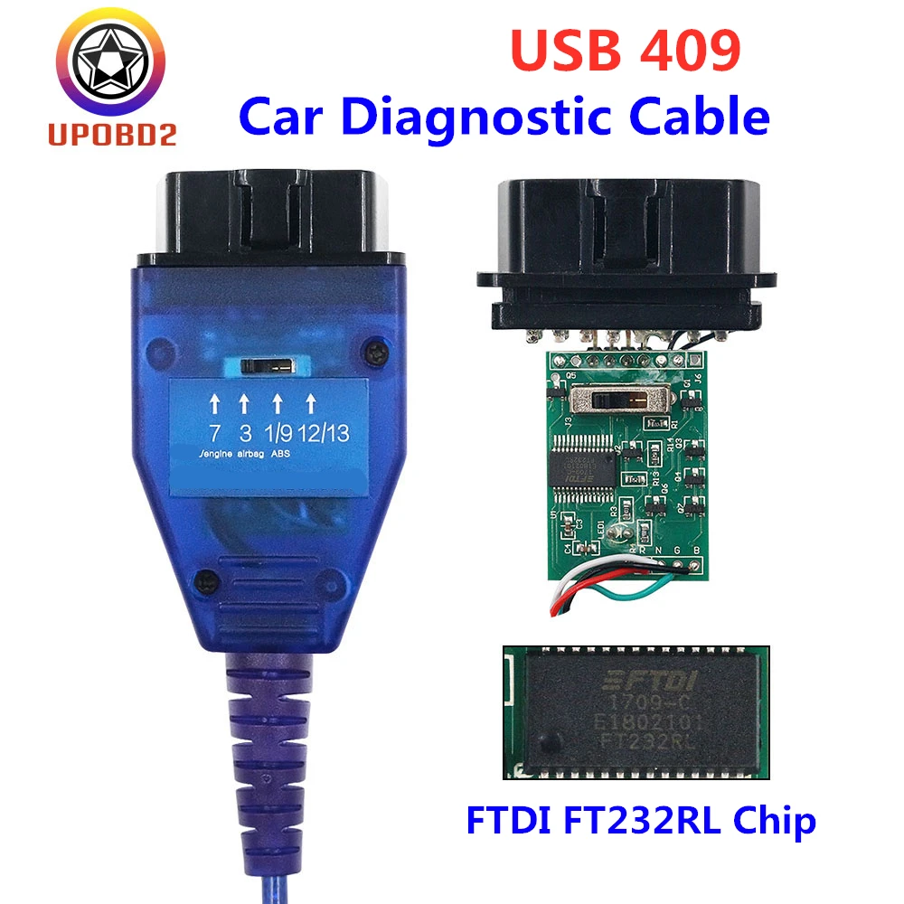 2020 FTDI FT232RL Chip OBD2 Car Diagnostic Interface 409 USB For Fiat KKL obd2 Auto ECU Scanner Tool Cable | Автомобили и