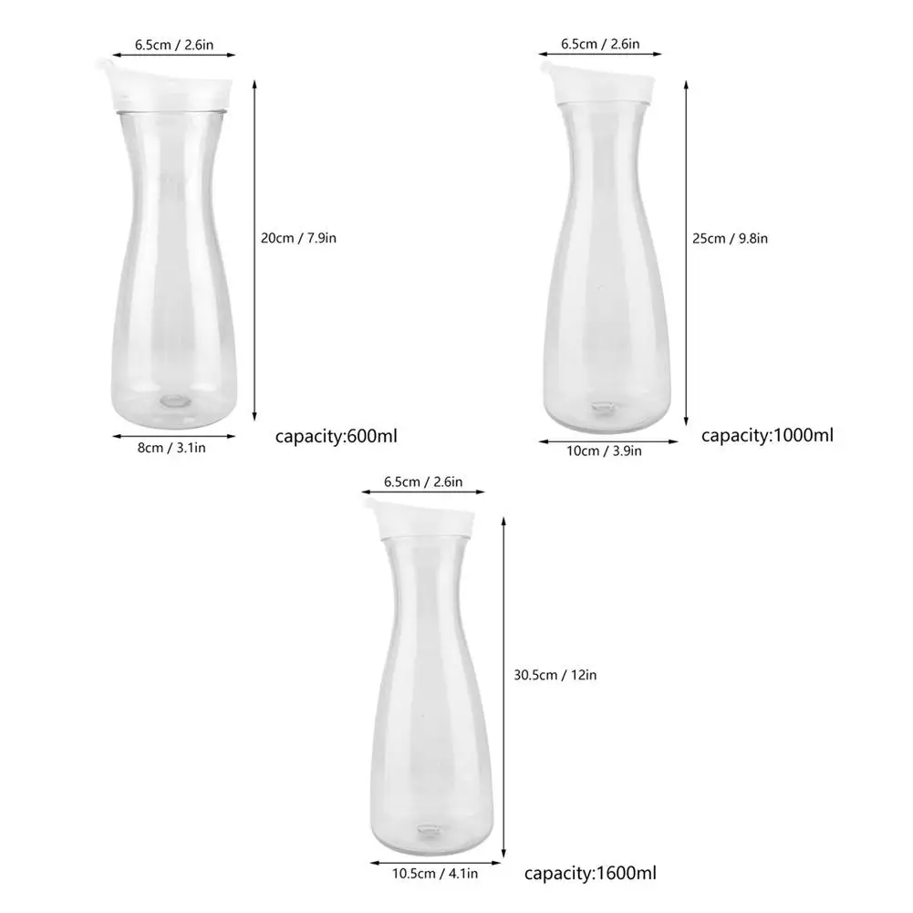 Water Bottle 600/1000/1600Ml Reusable Acrylic Lids Oil Milk Coffee Tea Cup Plastic Powder Shake