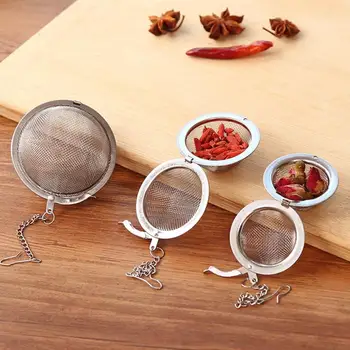 

1PC Stainless Steel Tea Strainer Sphere Locking Spice Tea Filter Seasoning Ball Mesh Residue Tea Infuser Kitchen Tools 3 Sizes