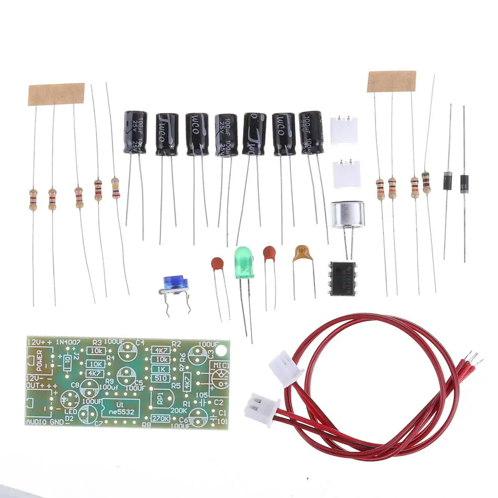 Микрофон звукосниматель аудио микрофон усилитель модуль DIY Kit двойной трек выход усиление Регулируемый DC 12 В 3.5mA Микрофон Звук голоса