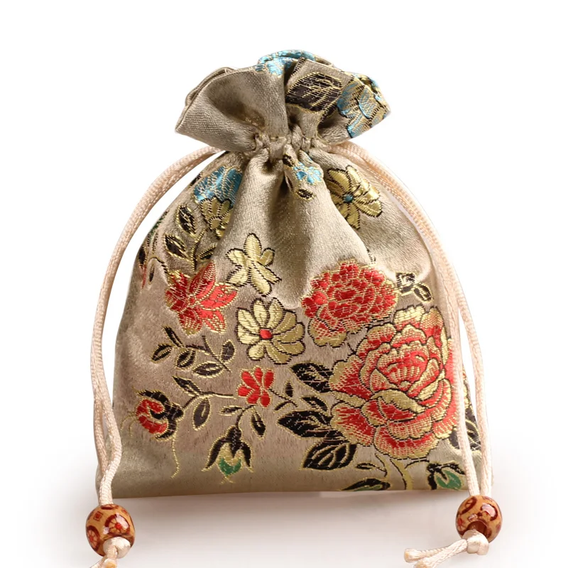 beige style 24 Высокое качество вышивка Шелковый Подарочный мешочек 11x14 см ювелирные изделия дорожный мешочек для хранения мини конфеты джутовые упаковочные сумки для подарочной сумки(1 шт./лот - Цвет: beige style 24