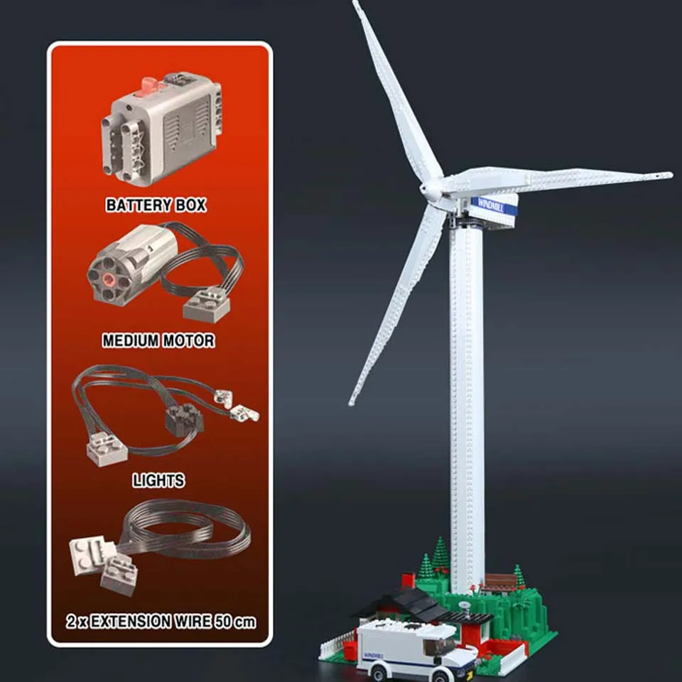 

925pcs creator 37004 windmill turbine with motor function building blocks compatible with legopinglys 10268 Kids Christmas Toys