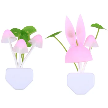 

2PCS Creative Life LED Smart Light Night Light Home Bedside Lamp, EU Plug