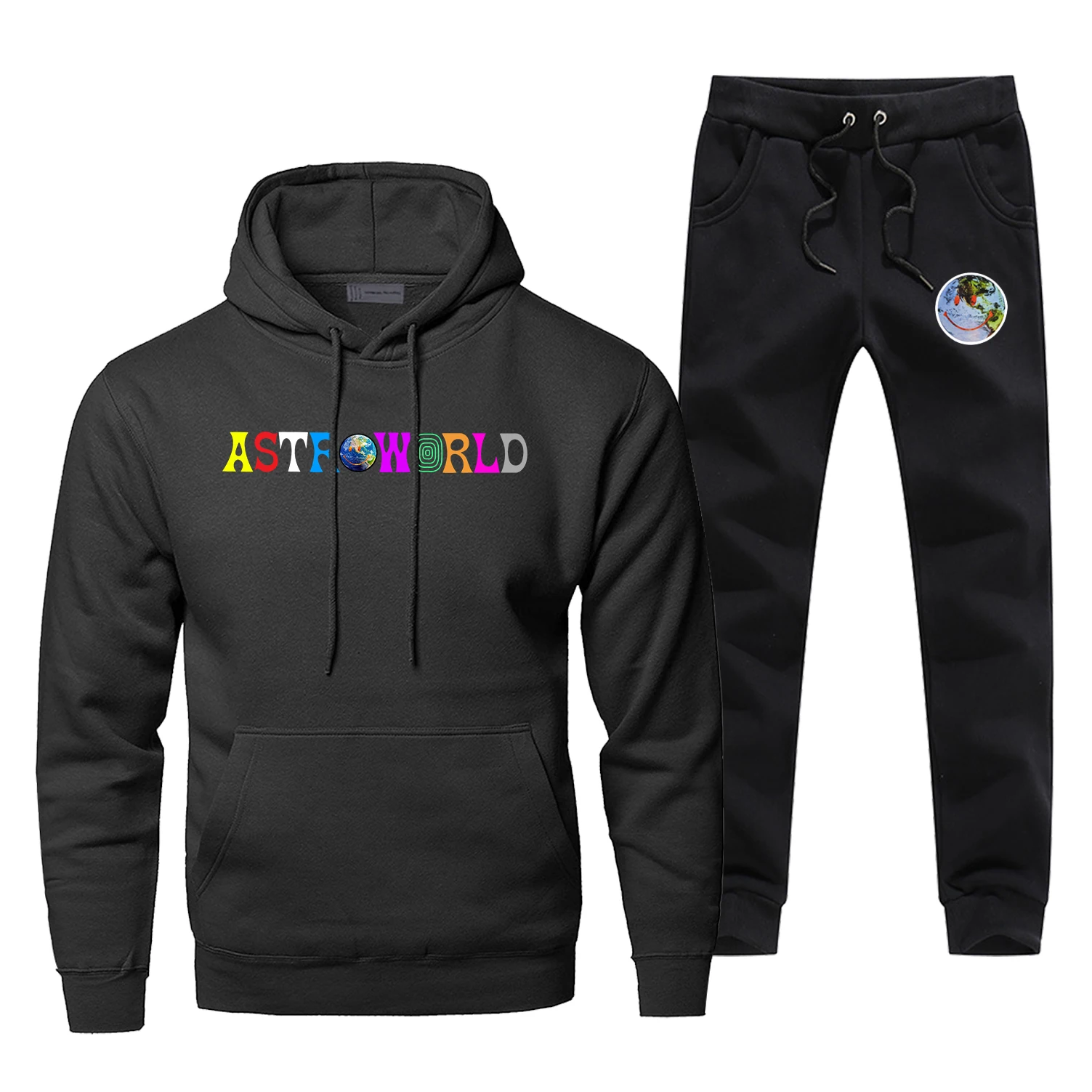 Astroworld улыбка защищать толстовки земля Штаны костюм Для мужчин наборы для ухода за кожей комплект из двух предметов брюки и футболка впитывает пот и Штаны комплект осенней одежды из 2 предметов, спортивный костюм