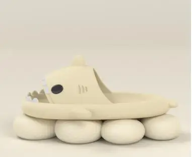 Funny Children Parent Adult Slippers Cute Shark-shaped Home Non-slip Boys Kids Slippers Toddler Girls Shoes Man Women Slippers Beige