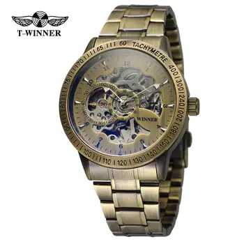 

WINNER Fashion men's and women's watches hollow dial waterproof business stainless steel watches