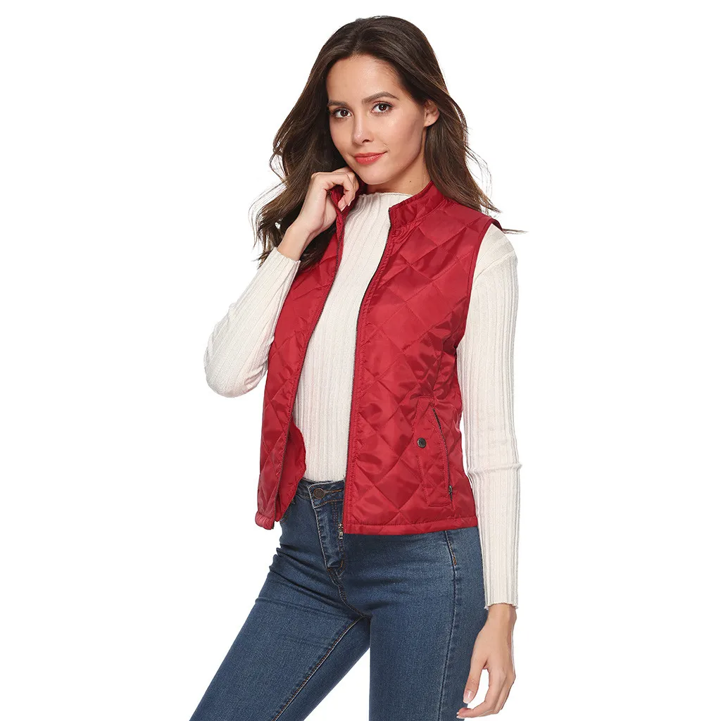 Jaycosin 2019 Winter Warm Casual Leisure Waistcoat Coat Women Thick Solid Color Jackets Comfortable Sleeveless Jacket Coat 31#4