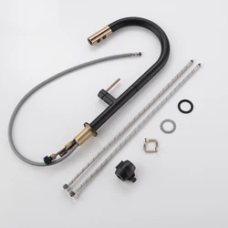 WJNMONE Touch Switch Kitchen Swivel Faucet All Copper Pull-out Kitchen Sink Faucet Splash-proof Hot and Cold Water Faucet J00168
