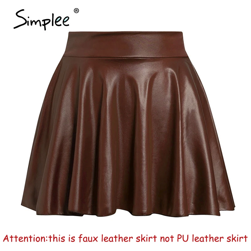 Simplee Elegant faux leather women mini skirt Low waist A-line female black short skirts Party club ladies skirts bottoms 2020 Simplee Elegant faux leather women mini skirt Low waist A-line female black short skirts Party club ladies skirts bottoms 2020