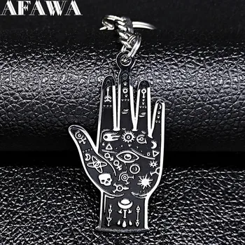

2020 Fashion Witchcraft Hand Eye Stainless Steel Keychains for Women/Men Black Enamel Big Key Chains Jewelry llavero K77763B