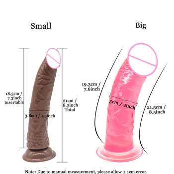 Curved Realistic Big Dildo Jelly Dong Strap on Anal Butt Plug Thick Cock Two Sizes Dick for Man Lesbian Vagina Prostate Sex Toy 5