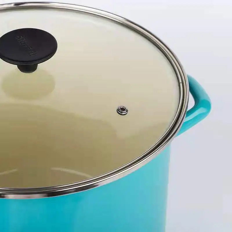 Tall Enamel Stock Pot Big Cooking Room Nonstick Stew Pot Party Glass Lid  Cookware Marmite De Cuisine Pots Sets For Cooking - AliExpress