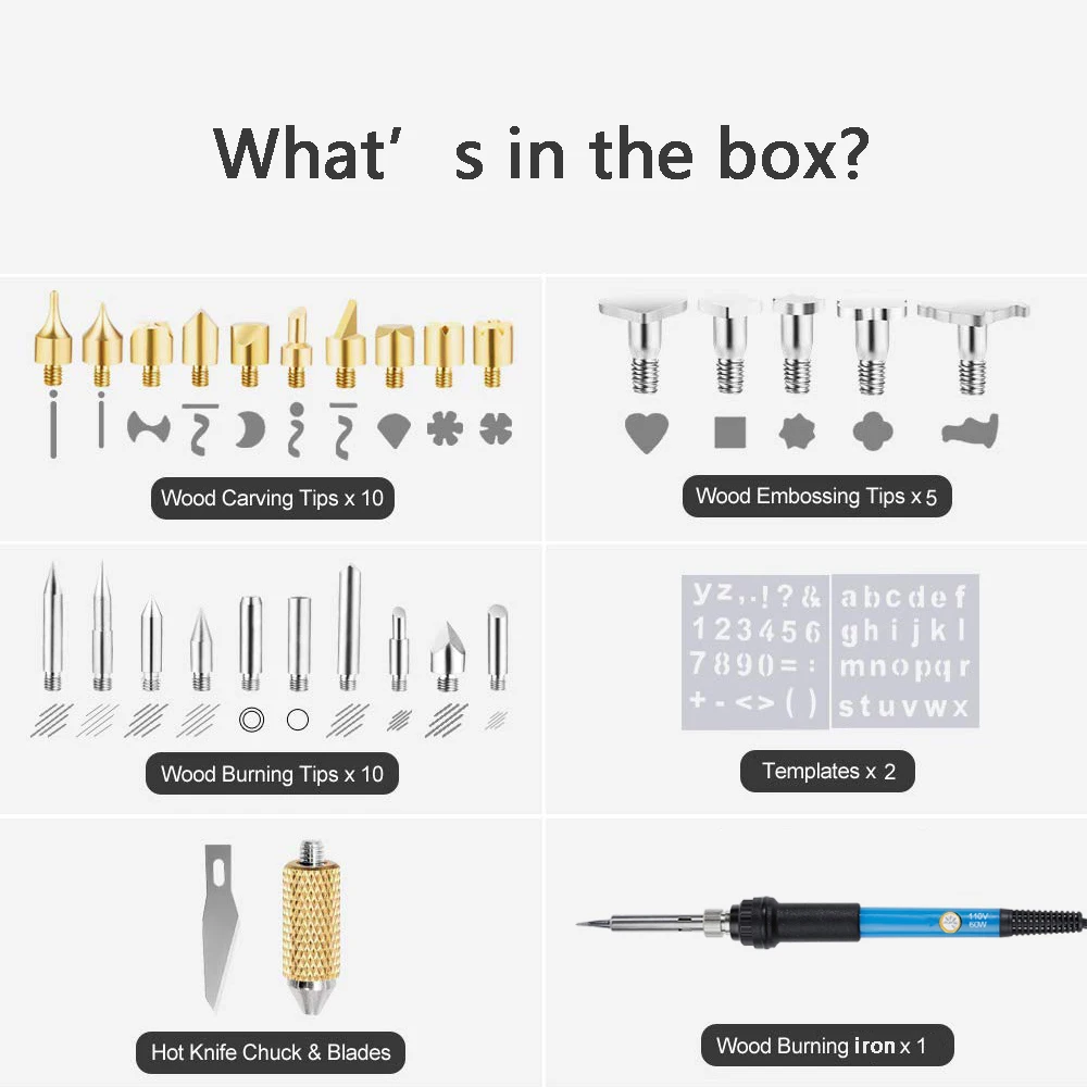 60 Вт регулируемый паяльник резьба инструмент для пирографии дерево тиснение сжигание припоя ручка Набор 30 в 1 сварочный комплект