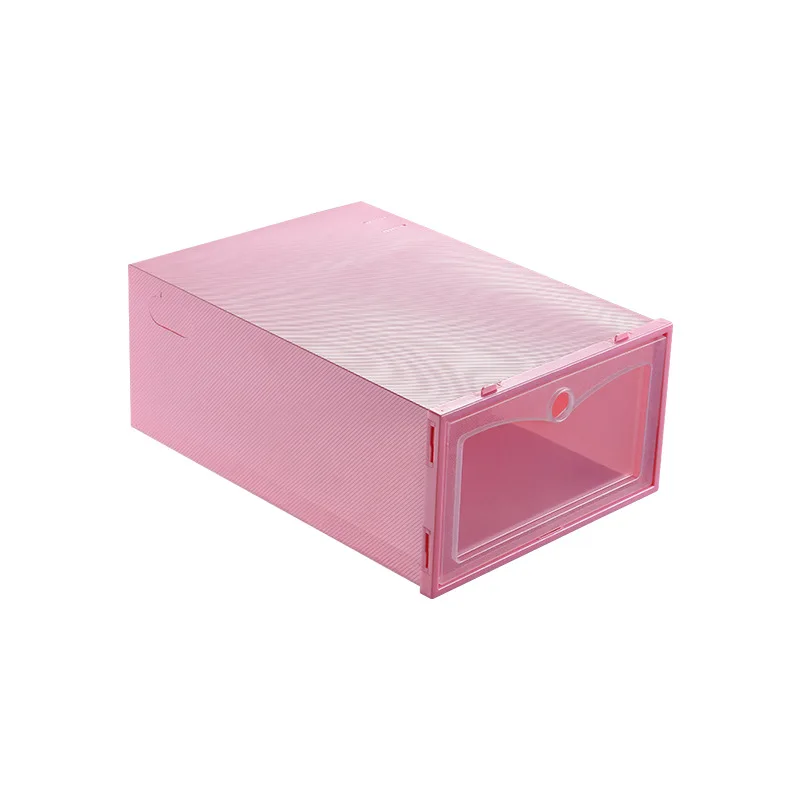 1PC Box pink L Прозрачные пластиковые обувные коробки стекируемые Floding DIY ящики для обуви контейнер для хранения органайзеры белый - Цвет: 1PC Box pink L