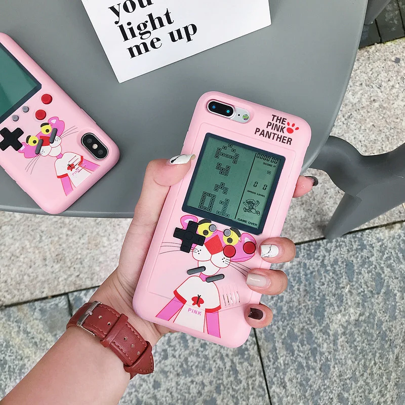 

Tetris game case For iPhone 7 8 6 6s Plus Case Play Games Pink Panther Soft TPU Cover for iPhone X XS Max XR 10 Fundas