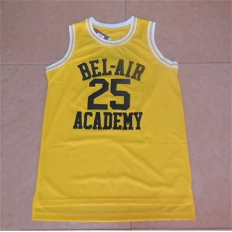 Фильм Уилл Смит № 14 Bel-Air Academy баскетбольная майка № 25 Carlton Bank черная желтая Зеленая Мужская футболка жилет колледж Джерси - Цвет: yellow25