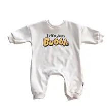 Ropa de manga larga para recién nacidos, mono de moda para mantener el calor, mono con letras, 0 a 24 M