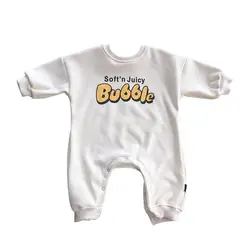 Vêtements d'hiver à manches longues pour nouveau né, à la mode, pour garçon et fille, tenue chaude, jolie combinaison avec lettres, barboteuse 0 24 M 
