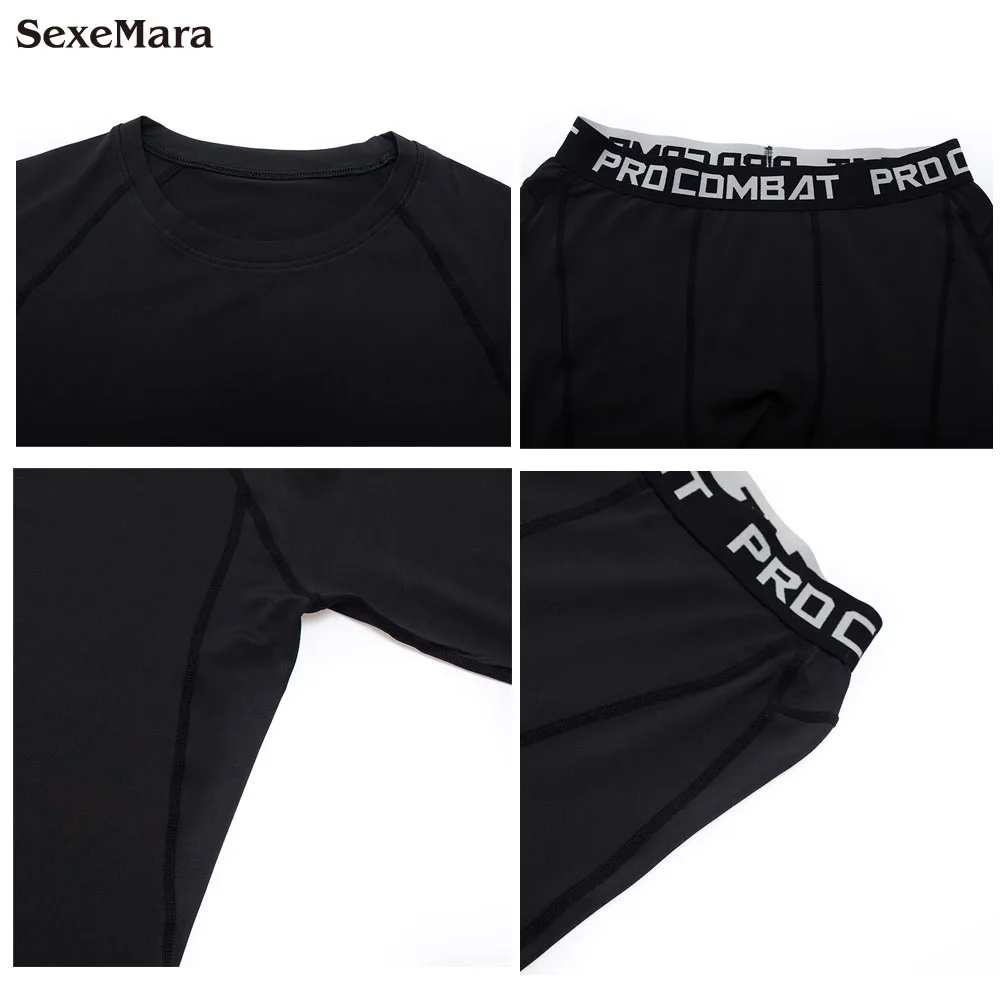 Men's Thermal Underwear Set Quick-drying Jogging Training T-shirt Leggings Gym Suit Rashgard Winter Men's Sportswear Sets