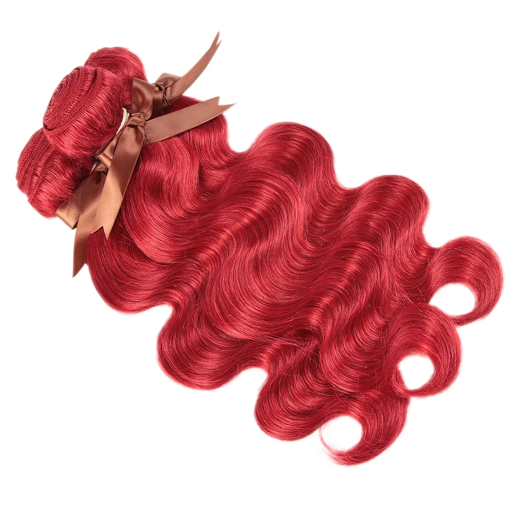 Stylricon Red Body Wave Bundles 8-28 Inch Red Hair Weaving 3 or 4 Bundle Deals Remy Colorful Human Hair Extensions