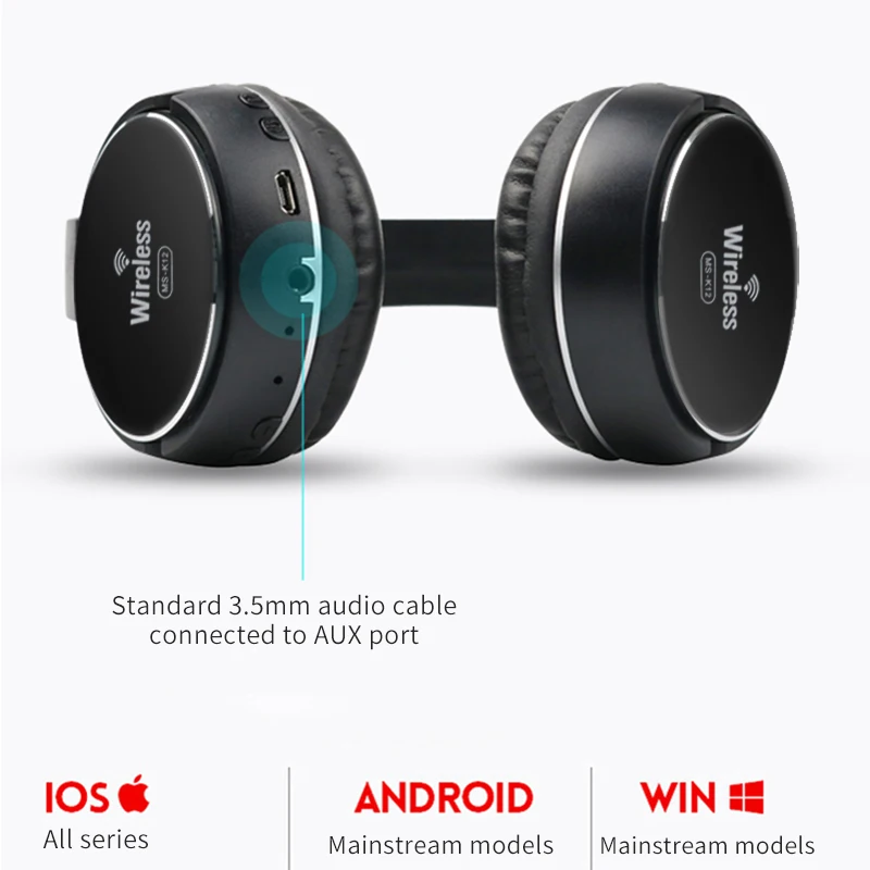VOXLINK High quality bluetooth headphones with microphone wireless stereo headset FM music for Iphone Samsung Xiaomi mp3 sports