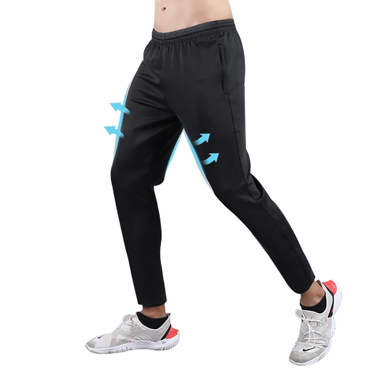 Running Pants Soccer Pants Football Jogging Pants Men Breathable Sport Sweatpants Zip Pocket Training Pants Gym Workout Soccer Running Trousers