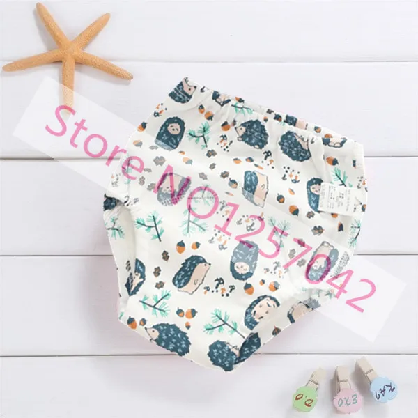Hedgehog Cotton Reusable Baby Training Pants Infant Shorts Underwear Cloth Diaper Nappies Baby Waterproof Training Pantie 6Layers Crotch - Цвет: Hedgehog