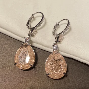 

fashion cz long special pink baroque earring for women
