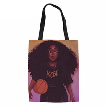 Cusotm принт женские хозяйственные сумки для черного искусства африканские Девушки Печать сумка на плечо большая эко-сумка для покупок женские сумки с верхней ручкой