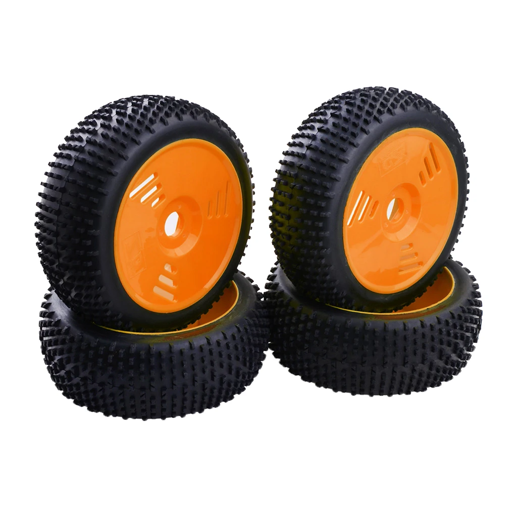 4 Pieces 17mm Hub Wheel Rim & Rubber Tire Tyres For 1:8 RC Buggy Truggy