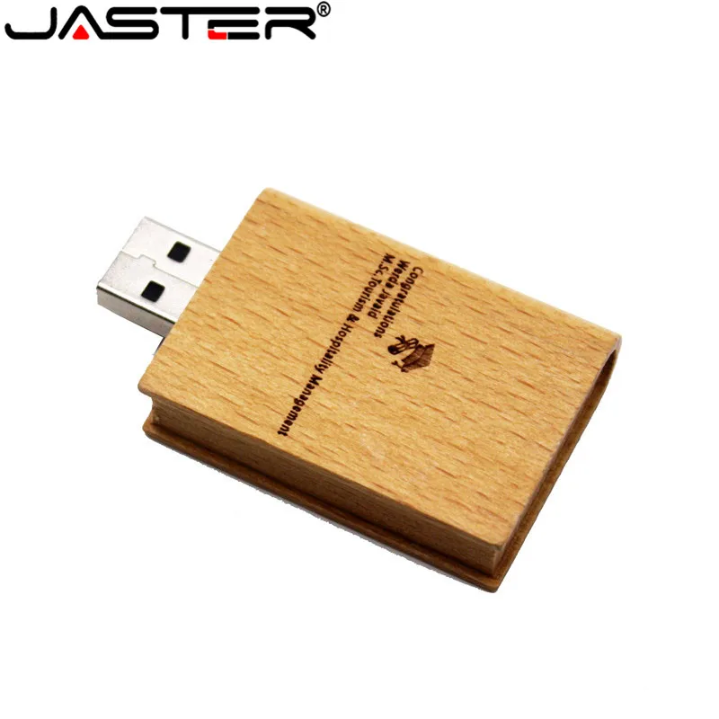 JASTER Пользовательский логотип клен книга из дерева стиль USB флэш-накопитель 4 ГБ 16 ГБ 32 ГБ 64 Гб Флешка USB 2,0 флэш-диск(более 5 шт бесплатный логотип