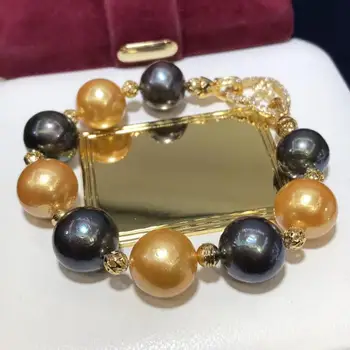 

D426 Pearl Bracelet Fine Jewelry 11-13mm Natural Fresh Water Golden Edison Pearls Bracelets for Women Presents