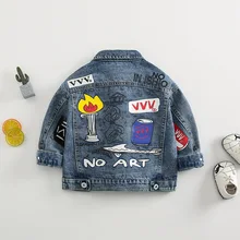 Джинсовая куртка для мальчиков весенне-осенняя куртка для девочек, одежда г. стильный детский плащ из чистого хлопка осенняя одежда