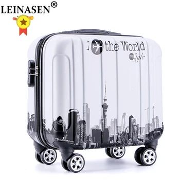 

18 inches girl cartoon students Universal wheel trolley case child Travel luggage rolling suitcase women creative Boarding box
