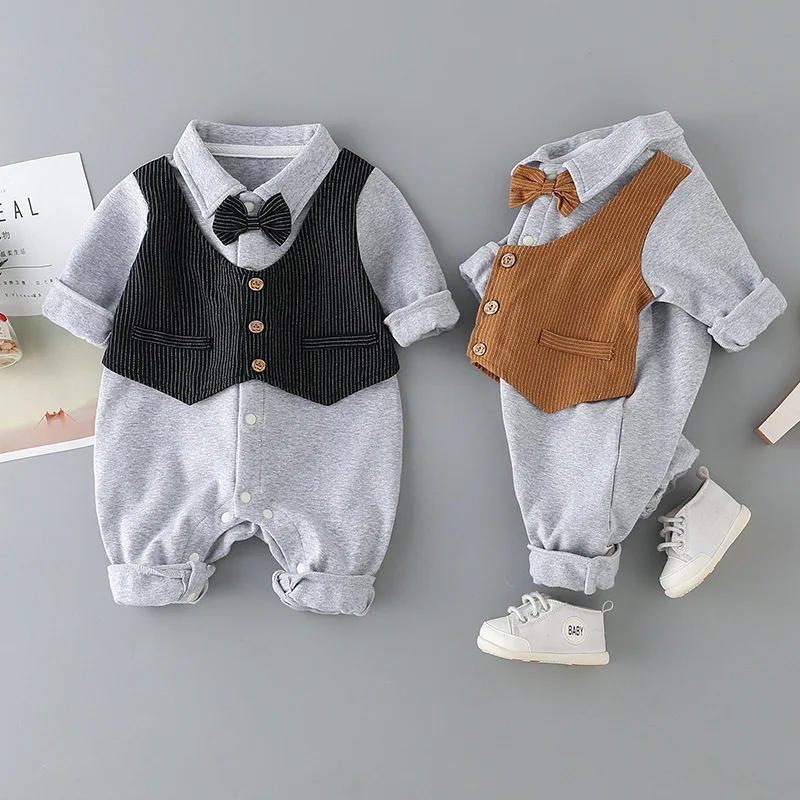 

A a Year of Age Formal Dress Spring One-piece Suit BABY'S FIRST Month Baptism Baby Men's Spring And Autumn Newborn Infant Spring