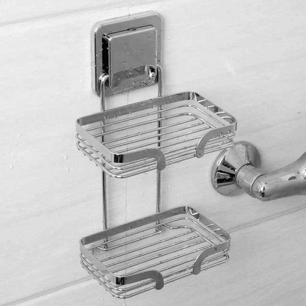 Кухня Rustproof многоразовый съемный клей из нержавеющей стали 2 уровня мыльница ванная комната Дырокол бесплатно Настенный легко установить